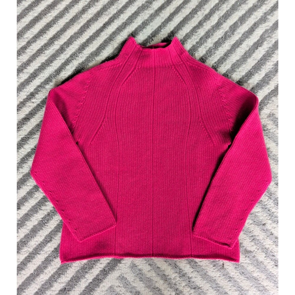 Bright Pink Mock Neck Knit Sweater Small